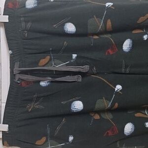 Men's Golf Print Fleece Lounge Sleep Pant Large Pockets 1 Button Fly